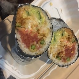 Shrimp tempura burrito is like 1 big Sushi uncut, Love it! Shrimp tempura burrito is like 1 big Sushi uncut, Love it!