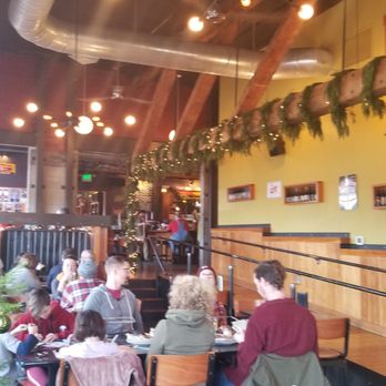 Double Mountain - Christmas time dining room from the stage - Breweries Near Me - Hood River, Oregon Double Mountain - Christmas time dining room from the stage - Breweries Near Me - Hood River, Oregon