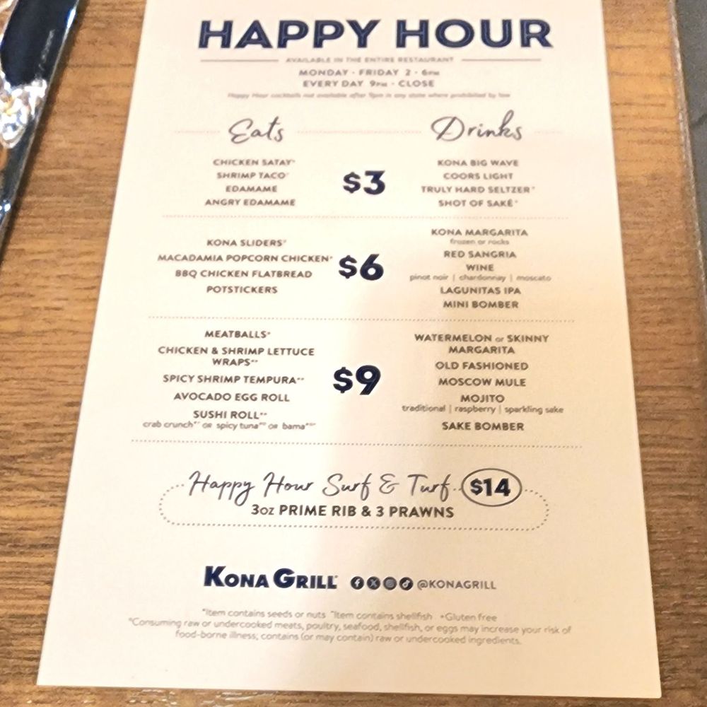 Kona Grill - Tigard - Happy Hour menu - Sushi Bars Near Me - Tigard, Oregon Kona Grill - Tigard - Happy Hour menu - Sushi Bars Near Me - Tigard, Oregon