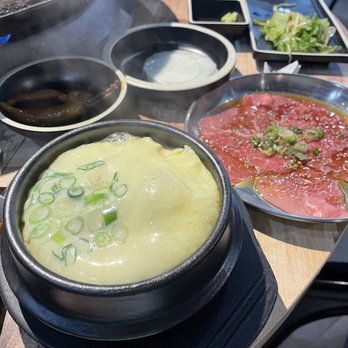 Pigya - Steamed egg (so good) and beef carpaccio - Korean Near Me - Los Angeles, California
