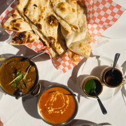 Bukhara Grill - Madras lamb, paneer makhani, green chutney, sweet chutney, naan