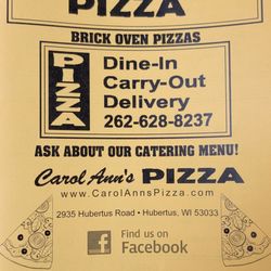 Carol Ann's Pizza - Menu as of 1/20/2024