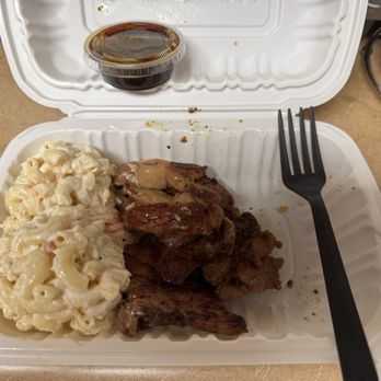 Ono Hawaiian BBQ - BBQ Chicken Mini Meal. $12.22 for 1.5 piece of chicken and 2 scoops of mac. Overpriced IMO, but you be the judge. - Hawaiian Near Me - Manteca, California Ono Hawaiian BBQ - BBQ Chicken Mini Meal. $12.22 for 1.5 piece of chicken and 2 scoops of mac. Overpriced IMO, but you be the judge. - Hawaiian Near Me - Manteca, California