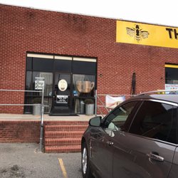 Nectar Coffee Shop - Pictured from parking lot, closer to the entrance. The Hive is a Recreation Center and is joined to the Nectar Cafe with a shared space.
