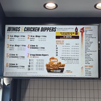 Buffalo Wild Wings GO - In store menu - Chicken Wings Near Me - Gaithersburg, Maryland Buffalo Wild Wings GO - In store menu - Chicken Wings Near Me - Gaithersburg, Maryland