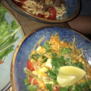 Reckless Noodle House - Hokkien Wok Noodles ($19), Ma La Ma La Braised Beef Cheek Noodles ($19). Sorry terrible lighting! - Bars Near Me - Seattle, Washington