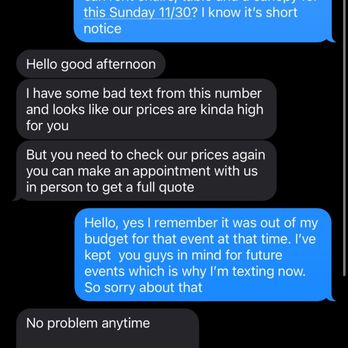 Noho Party Rental - This was the recent text message. - Party Equipment Rentals Near Me