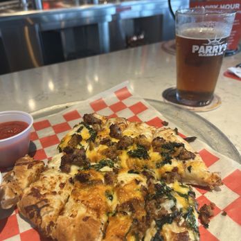 Parry's Pizzeria & Taphouse - Cheesy Bread w/ Italian sausage!! - Pizza Near Me - Webster, Texas Parry's Pizzeria & Taphouse - Cheesy Bread w/ Italian sausage!! - Pizza Near Me - Webster, Texas