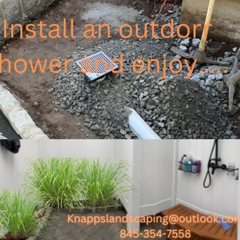 Knapp's Landscaping - Custom pavers and fence for outdoor shower. - Landscape Architects or Designers Near Me - Suffern, New York