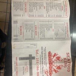 Seafood King - Back of Menu
