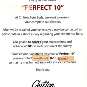 Chilton Auto Body - Not sure what Chilton's idea of a perfect 10 is, but this shop's a complete zero! - Body Shops Near Me - Oakland, California Chilton Auto Body - Not sure what Chilton's idea of a perfect 10 is, but this shop's a complete zero! - Body Shops Near Me - Oakland, California