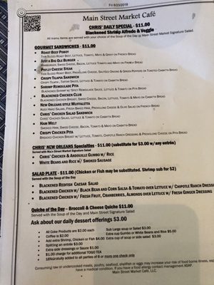 Menu photo 2 Main Street Market Cafe Vicksburg, MS