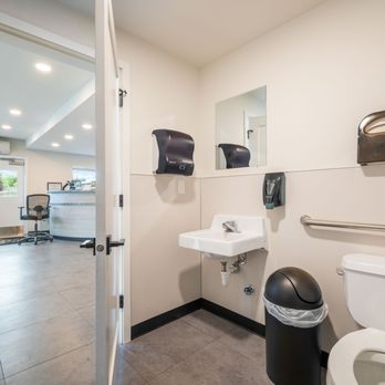 Safeguard Self Storage - Our self-storage facility office's bathroom in Kent, WA - Self Storage Near Me - Kent, Washington