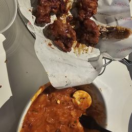 Korean boneless wings, tteokbokki