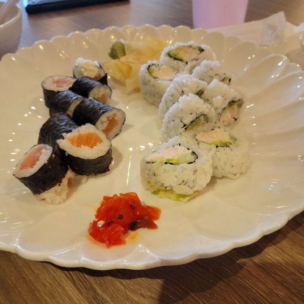 Ahi Sushi - Salmon Roll on the left, California Roll on the right - Sushi Bars Near Me - Bakersfield, California Ahi Sushi - Salmon Roll on the left, California Roll on the right - Sushi Bars Near Me - Bakersfield, California