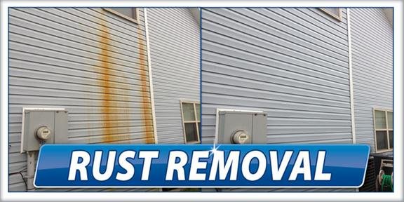 Rust stain removal from house siding before and after in Florida