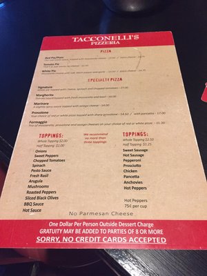 Menu photo 8 Tacconelli's Pizzeria Maple Shade, NJ