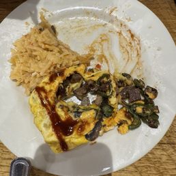 The peppers and meat were burnt.