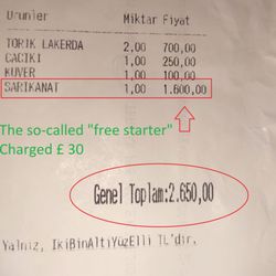 Eskibağ Teras Restaurant - Second receipt, with a different amount than the first one.