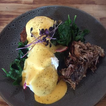 Cote Terra - Eggs Florentine with a side of  shoulder - Cafes Near Me - Oakleigh, VIC
