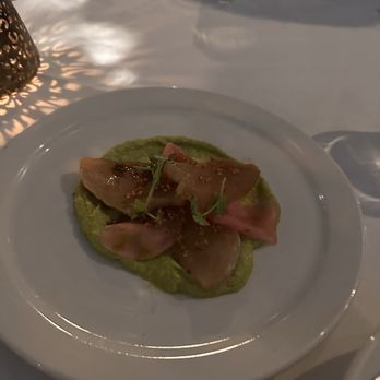 Glowbal - Albacore Tuna soy-lemon cured, edamame hummus, pickled daikon, crispy quinoa - Canadian (New) Near Me - Vancouver, British Columbia