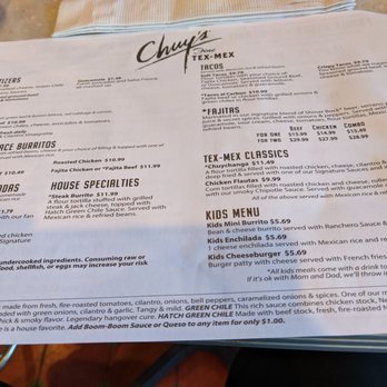 Chuy's - Limited menu - Tex-Mex Near Me - Chattanooga, Tennessee