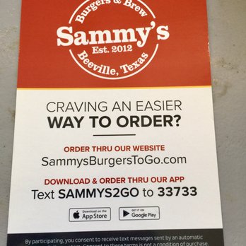 Sammy's Burgers & Brew - Ordering app....online ordering - Burgers Near Me - Beeville, Texas Sammy's Burgers & Brew - Ordering app....online ordering - Burgers Near Me - Beeville, Texas