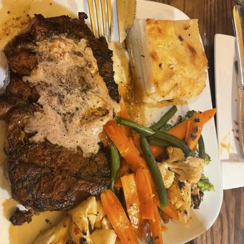 Kona Steak and Seafood - Ribeye steak , my vegetables and potatoes - Seafood Near Me - Monterey, California Kona Steak and Seafood - Ribeye steak , my vegetables and potatoes - Seafood Near Me - Monterey, California
