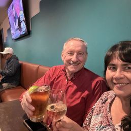 Couple drinking.