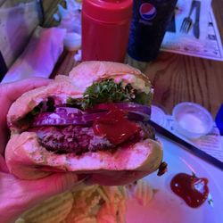 A&W West End Grill - Elk burger. Forgot to photo until I already took a bite lol