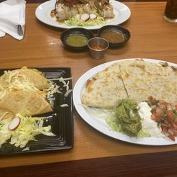 Asada crispy tacos, asada quesadilla, Ranchero Burrito Asada crispy tacos, asada quesadilla, Ranchero Burrito