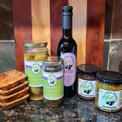 The Olive Shoppe - Breaking into the haul; Olive wood dipping bowls, Bleu Cheese stuffed Olives, Dark Aged Italian Herb Balsamic; Tapanade, Muffaletta