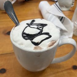Town & Country Cafe - Hot chocolate with whipped cream and chocolate syrup