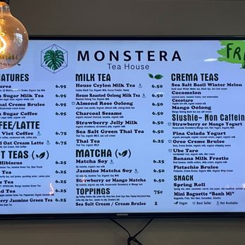 Monstera Boba Cafe - Menu - Bubble Tea Near Me - Tujunga, California Monstera Boba Cafe - Menu - Bubble Tea Near Me - Tujunga, California