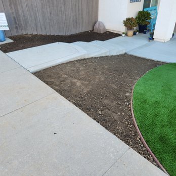 Quetzal Master Hardscape - Artificial turf and concrete installed in our front yard to extend the patio and provide a large amount of play space for the kids - Landscape Architects or Designers Near Me - San Marcos, California Quetzal Master Hardscape - Artificial turf and concrete installed in our front yard to extend the patio and provide a large amount of play space for the kids - Landscape Architects or Designers Near Me - San Marcos, California