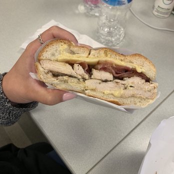 Coliseum Kitchen & Caterers - While it doesn't look amazing - it is! Build your own sandwich I did grilled chicken, bacon, swiss, jalapeño, and honey mustard. Yum! - Pizza Near Me - Plainview, New York