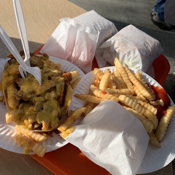 Nessy Burgers - 2 Nessy Burgers, a side of tomatoes, chili cheese fries & regular Fries - Burgers Near Me - Fallbrook, California