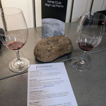 Moonbase Cellars - Tasting list and a sample of the rock that is at the Rock District area - Wineries Near Me - Walla Walla, Washington