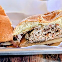 Lake Alpine Resort - Bacon blue cheese burger.