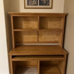 Purewood Furniture - Computer desk with a separate hutch made of alder, built and finished by Purewood.
