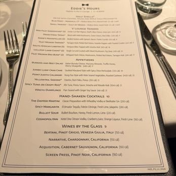 Eddie V's Prime Seafood - Happy hour menu - Seafood Near Me - Plano, Texas Eddie V's Prime Seafood - Happy hour menu - Seafood Near Me - Plano, Texas