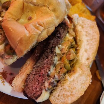 The Dump - Inside look at green Olive burger - Sports Bars Near Me - Cambria, Wisconsin