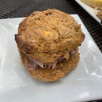 Leaping Lizard Cafe - Sweet potato biscuit with ham and peach jam - Cafes Near Me - Virginia Beach, Virginia Leaping Lizard Cafe - Sweet potato biscuit with ham and peach jam - Cafes Near Me - Virginia Beach, Virginia