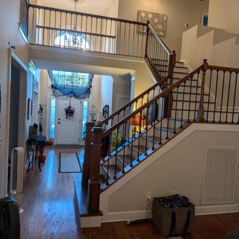 Forever Flooring - Refinished railing/ stairs and added new posts and balusters - Flooring Near Me Forever Flooring - Refinished railing/ stairs and added new posts and balusters - Flooring Near Me