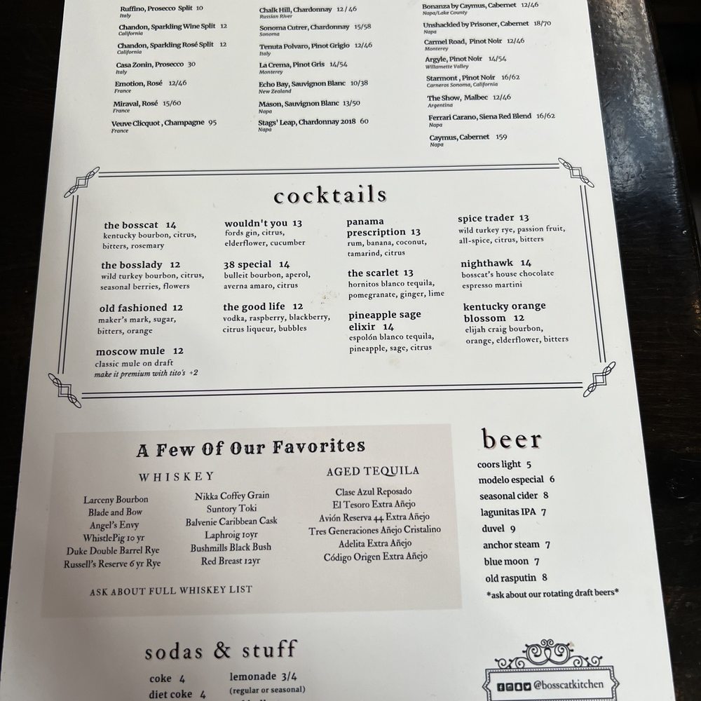 Bosscat Kitchen & Libations - Menu - Bars Near Me - Orange, California Bosscat Kitchen & Libations - Menu - Bars Near Me - Orange, California