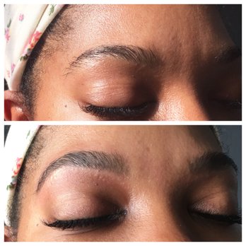 Your Brow Lady - Before after threading with some make up to fill in sparse areas - Eyebrow Services Near Me - Houston, Texas Your Brow Lady - Before after threading with some make up to fill in sparse areas - Eyebrow Services Near Me - Houston, Texas