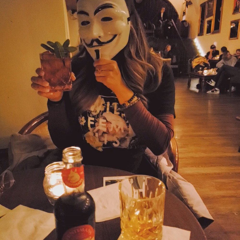 AnonymouS Bar - They give you masks to wear for certain drinks. - Bars Near Me - Prague, Puerto Rico