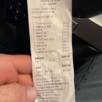 Allie's Custom Tailor Shop - Receipt for tailor - Sewing & Alterations Near Me - Lakeway, Texas Allie's Custom Tailor Shop - Receipt for tailor - Sewing & Alterations Near Me - Lakeway, Texas