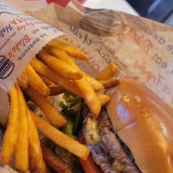 Blake's Lotaburger - New Mexico Style Burger combo w/ medium seasoned fries and drink