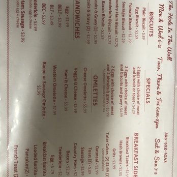 The Hole In The Wall - Menu - Breakfast & Brunch Near Me - Chuckey, Tennessee The Hole In The Wall - Menu - Breakfast & Brunch Near Me - Chuckey, Tennessee